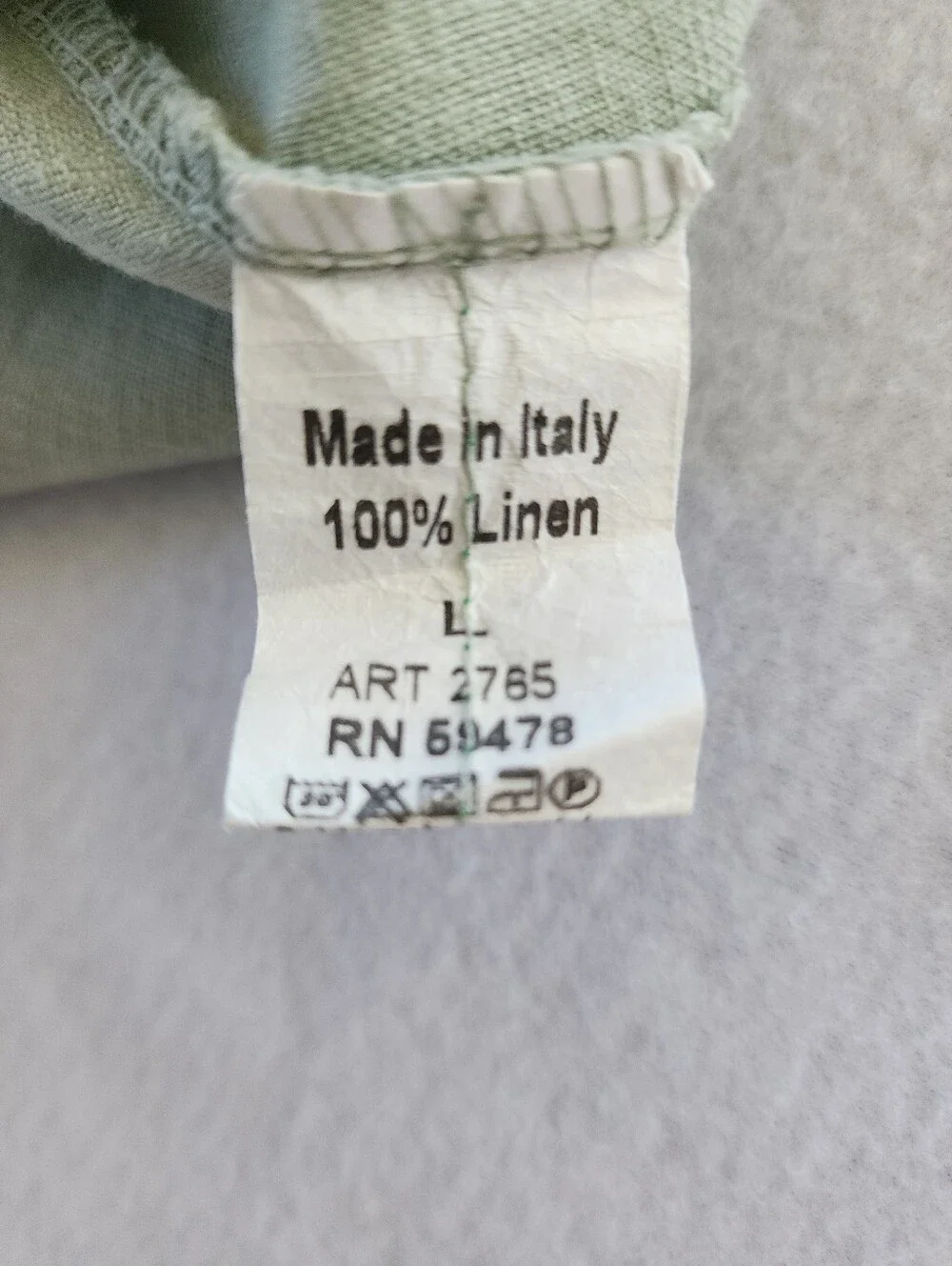 Terzo Millennio Italy 100% Linen Sage Green Sleeveless Ruffle Hem Dress L - Picture 8 of 8